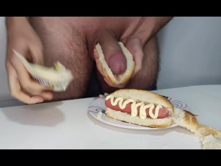 Food Porn #3 - Hot Dogs - Smearing my Dick in Toppings