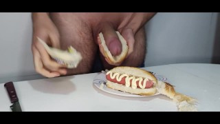 Food porn #3 - Hot Dogs - Smearing my dick in toppings