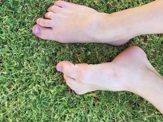 Playing with_My Feet and_Dirty Toenails Outside on_Grass