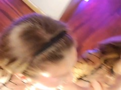 Cumming dildo blows massive loads all over huge tit whore