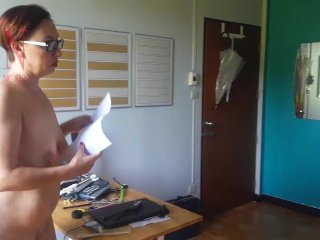 Nudist secretary. Nakedemployee in the office. Nude bitch is not shy_about her boss. Nude office. 2