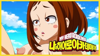 My hero academia hentai Uraraka big tits titjob