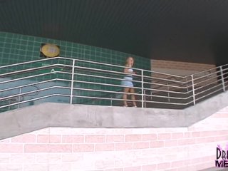 Hot Blonde Pussy Bared In Public