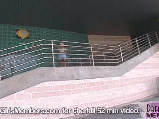 Hot Blonde Pussy Bared In Public