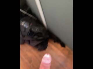 Jerking off monster cock at the balcony