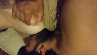 petite Asian mixed babe - nipples sucked and wet pussy tongue fucked