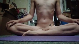 Sissy doing naked morning yoga/stretching