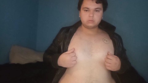 Chubby Leather Cub Shows Off 