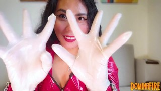 GANTS EN LATEX HUILÉ ASMR ❤ ET TENUE ❤ EN PVC