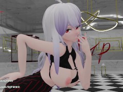 Busty Haku Looses her panties Im I'll Blender MMD 1572