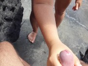 Preview 1 of Fast Sucking & Fucking StepDaddy's Cock On Public Beach!