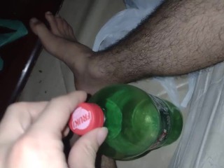 Close up Tick Hairy Bush, Guy Urining on Soda Bottle / Hairy Bear Huge Dick 55