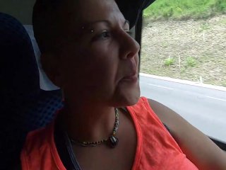 Cock sucking_and handjob on public_bus & cum swallow