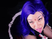 Preview 2 of CAST THE SUCCUBUS SPELL ON RAVEN! Multiple Facials and Titan Superhero Cartoon Cosplay