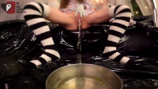 Белла писает в миску и засовывает морковку в свою пизду! - MyLoveBunny xx
