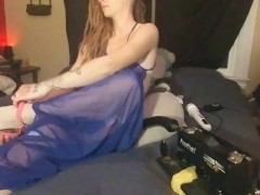 Video Fuckin Myself With A BBC, sexy in blue with pink high heels