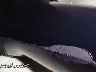 ShinyWetLookX - Torn Oiled Wetlook Leggings Fingering Shiny LeatherPants GirlMasturbation