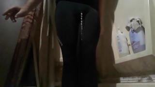 Piss desperation in Leggings after long workout!