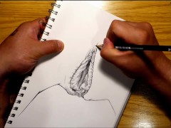Cave entrance with hairy pussy drawing