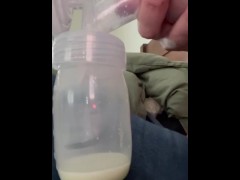 PUMPING my BREASTMILK. Spraying some hard you can hear it! 