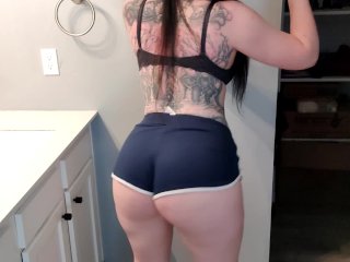 wedgie shorts, big ass, tattooed babe, juicy ass