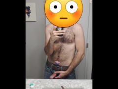 Flexing My Hard Cock in the Mirror 