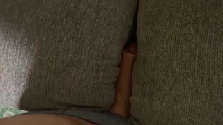 Uncut twink fucks pocket pussy, in roommate’s boxers 