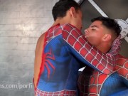Preview 2 of Spider Man shoots his web cum breeds his step brother