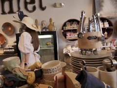 Caught flashing pussy while shopping without panties on!