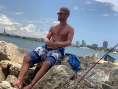 Calhoun Sawyer jerking off in Miami! 