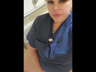 Naughty BBW strips down to cum in toilet while working
