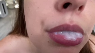 Cum in mouth close-up