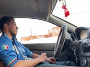 Preview 1 of Gay jerk off in car, get caught, no cum.