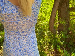 OUTDOOR Sex in_Forest with girl in Blue Dress - AMATEUR