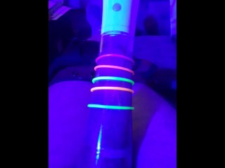 Pumping Dick under Blue Light w Glow Cockrings #5