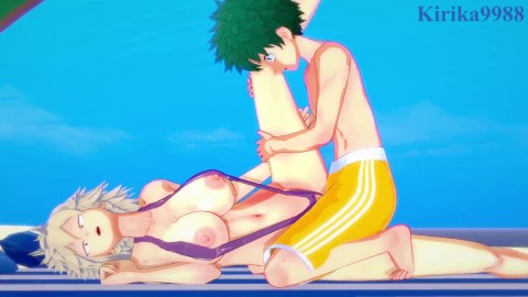 Mitsuki Bakugo and Izuku Midoriya have intense sex on the beach. - My Hero Academia Hentai
