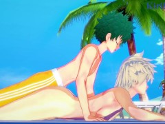 Mitsuki Bakugo and Izuku Midoriya have intense sex on the beach. - My Hero Academia Hentai
