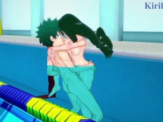 Tsuyu Asui and Izuku Midoriya Have Intense SexIn the Pool. - My Hero Academia Hentai