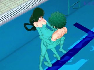 Tsuyu Asui and Izuku Midoriya Have_Intense Sex_in the Pool. - My Hero Academia Hentai