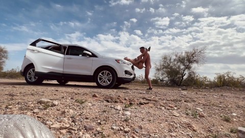 Almost Caught Having Rough Sex in the Desert Next to the Road