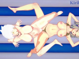 Imu and Miyabi Engage in Intense Lesbian Play on the Beach. - Senran Kagura Hentai