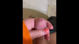 Trans girl plays with her small cock