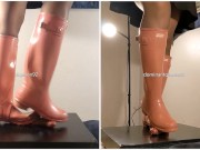 Preview 6 of Amateur Rough Bootjob in Pink Hunter Boots 2 with Post Orgasm Torture