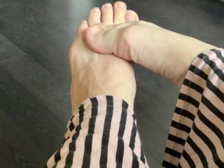 in school, solo female, ukrainian girl, foot massage