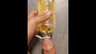 Yellow pee into my water bottle, needed a refill