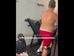 Slave licks sweat after training