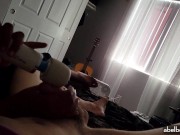 Preview 4 of Masturbating Him With A Magic Wand