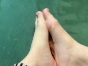 Preview 4 of foot fetish. I sit on the billiard table, indulge myself, feet and heels