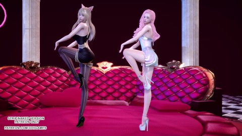 [MMD] Chaness - SeSeSe Sexy Hot Kpop Dance Ahri Seraphine League of Legends KDA Uncensored Hentai