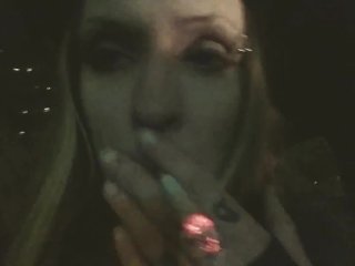 smoke, solo female, outside, cigaretet